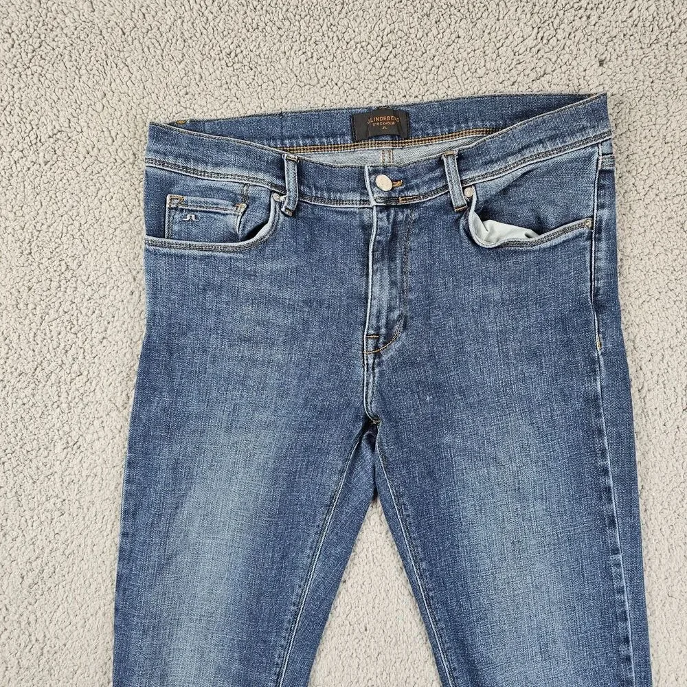 J. Lindberg Jeans Mens 34x33* Blue Denim Damien Skinny Stretch Mid Rise